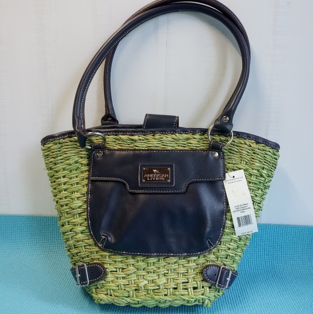 NEW American Living Straw Safari Tote CornHusk